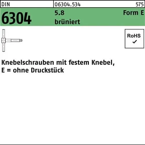 Günstig Knebelschraube DIN 6304 festem Knebel EM 20x 90 5.8 brüniert 1 Stück