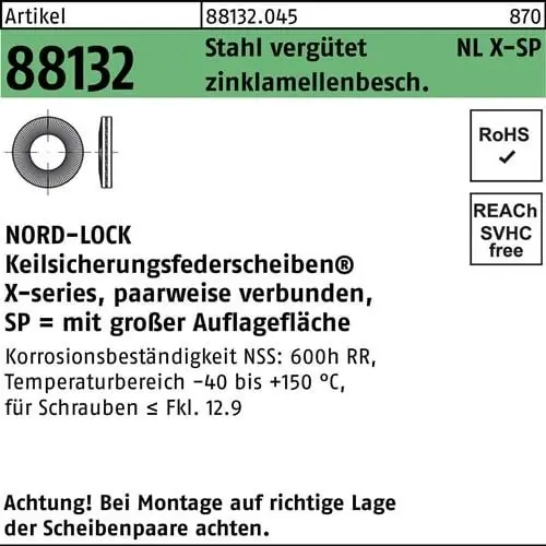Unterlegscheibe R 88132 NLX 16 SP Sta vergütet zinklamellenb. 100St. NORD-LOCK Billig