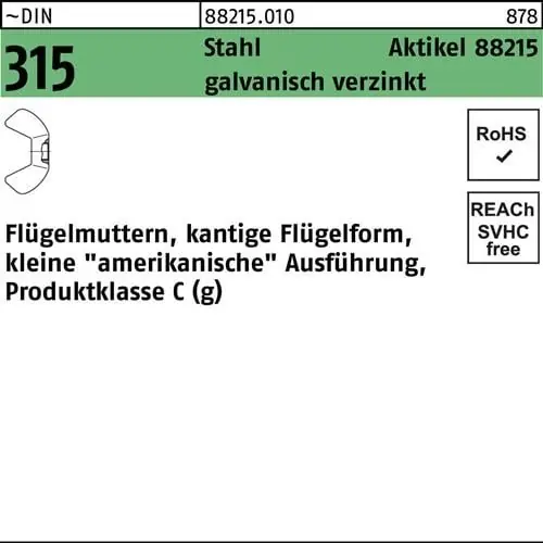 Billig Flügelmutter R 88215 M3 Stahl galv.verz. 500 Stück