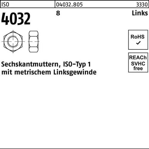 Schnäppchen Sechskantmutter ISO 4032 links M30 -LH 8 25 Stück