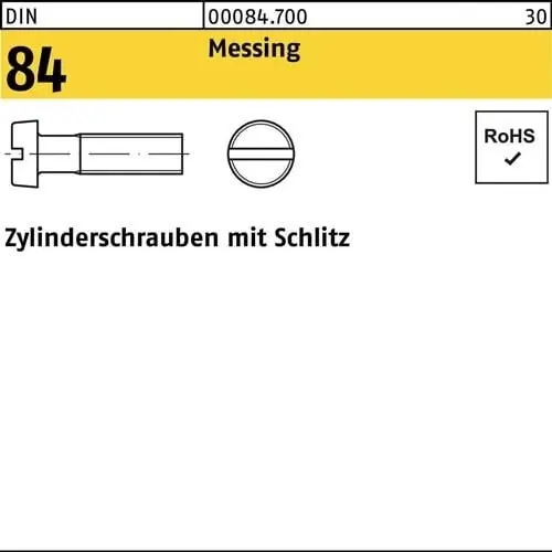 Rabatt Zylinderschraube DIN 84/ISO 1207 Schlitz M4x 40 Messing 1000 Stück