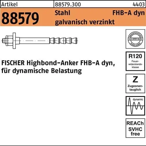 Preiswert Highbond-Anker R 88579 dyn 12x100/25 Stahl galv.verz. 10 Stück FISCHER