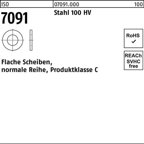 Unterlegscheibe ISO 7091 20 Stahl 100 HV 100 Stück Kostenfreie Lieferung