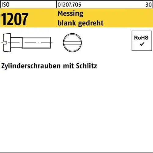 Zylinderschraube ISO 1207 Schlitz M1,6x 10 Messing blank gedreht 100 Stück Bestseller