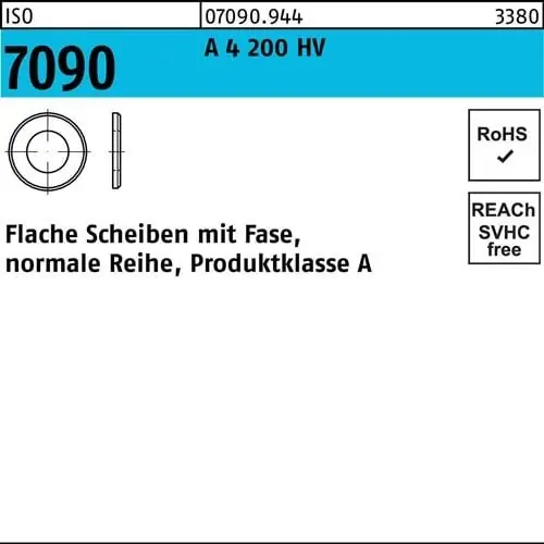Kostenloser Rückversand Unterlegscheibe ISO 7090 m.Fase 36 A 4 200 HV 10 Stück
