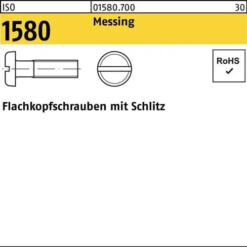 Flachkopfschraube ISO 1580 Schlitz M3x 6 Messing 200 Stück Beliebt