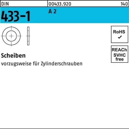 Top-Preis Scheibe DIN 433-1 6,4x11x1,6 A 2 100 Stück