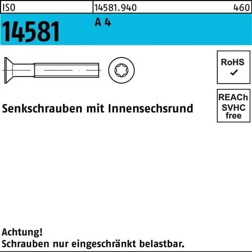 Billig Senkschraube ISO 14581 ISR M4x 12 T20 A 4 1000 Stück