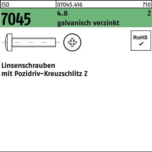 Flachkopfschraube ISO 7045 PZ M5x40-Z 4.8 galv.verz. 500St. Bestseller