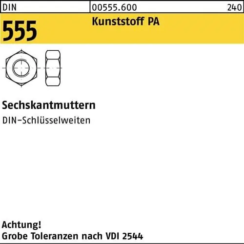 Direkt Vom Hersteller Sechskantmutter DIN 555 M3 Polyamid 200 Stück