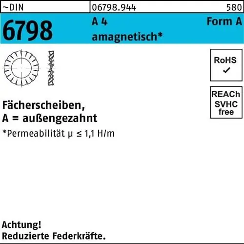 Fächerscheibe DIN 6798 FormA außengezahnt A 8,4 A 4 1000 Stück Letzte Chance