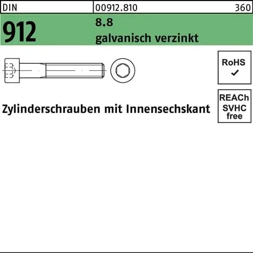 Kracherpreis Zylinderschraube DIN 912 Innen-6kt M4x18 8.8 galv.verz. 500St.