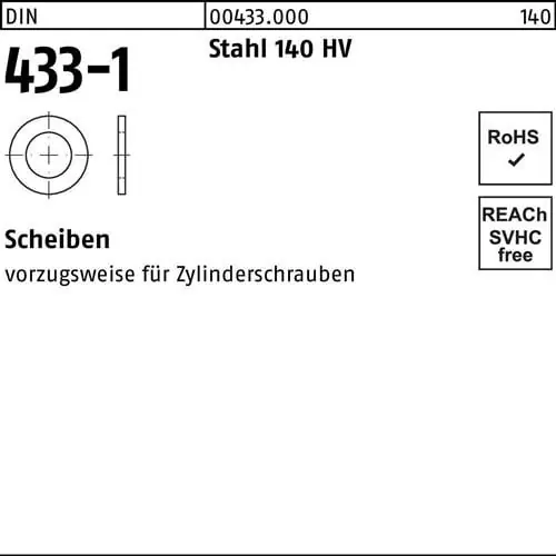 Top-Preis Scheibe DIN 433-1 21x34x3 Stahl 140 HV 500 Stück