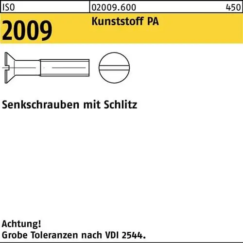 Senkschraube ISO 2009 Schlitz M6x 16 Polyamid 200 Stück Expressversand