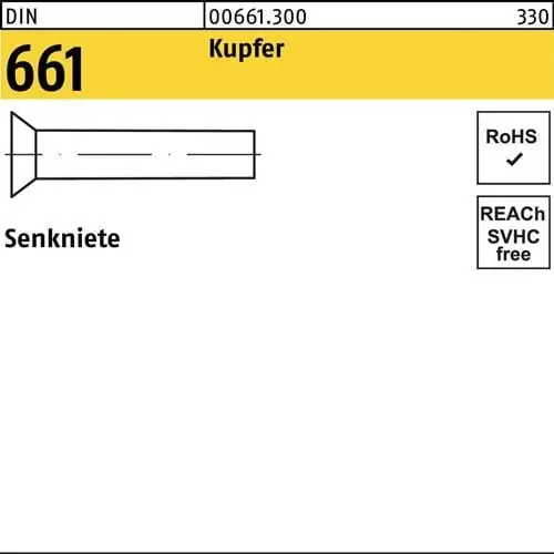 Senkniete DIN 661 3x 12 Kupfer 1000 Stück Super-Preis
