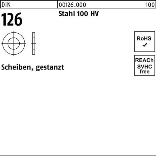 Neu Im Sortiment Unterlegscheibe DIN 126 5,5x 10x1 Stahl 100 HV gestanzt 100 Stück
