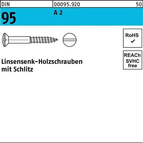 Bestpreis Holzschraube DIN 95 LIKO Schlitz 8x 100 A 2 100 Stück