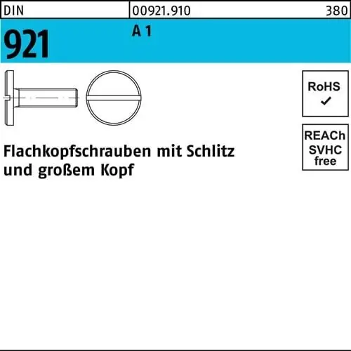 Nur Heute Flachkopfschraube DIN 921 Schlitz M3x 8 A 1 100 Stück