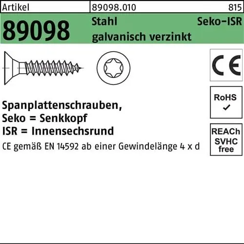 Spanplattenschraube R 89098 SEKO ISR VG 5x35-T25 Stahl galv.verz. 500St. Preisknaller