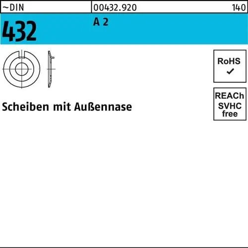 Sonderaktion Scheibe DIN 432m.Außennase 17 A 2 50 Stück