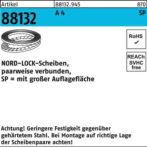 Schneller Versand Unterlegscheibe R 88132 geklebt NL 4 SP SS A 4 200 Stück NORD-LOCK