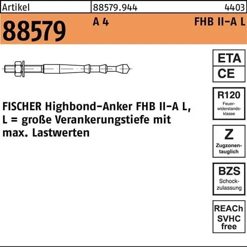 Highbond-Anker R 88579 M16x 145/30 A 4 10 Stück FISCHER Preisreduziert
