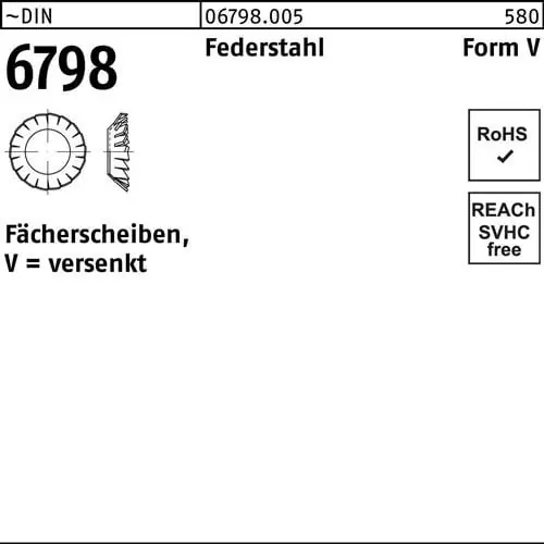 Fächerscheibe DIN 6798 FormV versenkt V 4,3 Federstahl 250 Stück Geprüft