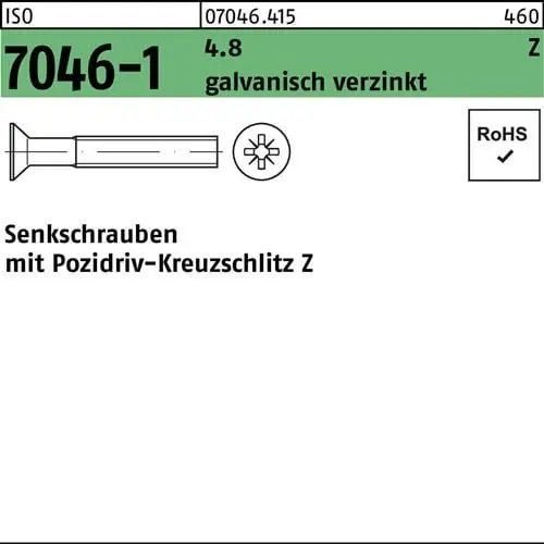 Senkschraube ISO 7046-1 PZ M4x8-Z 4.8 galv.verz. 2000St. Must-Have