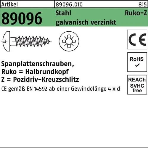 Sonderangebot Spanplattenschraube R 89096 HAKO PZ 4x45-Z Stahl galv.verz. 500St.