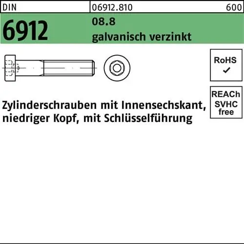 Super-Preis Zylinderschraube DIN 6912 Innen-6kt M14x45 8.8 galv.verz. 50St.