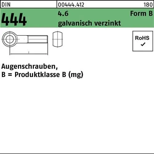 Abverkauf Augenschraube DIN 444 FormB BM 10x 35 4.6 galv.verz. 50 Stück