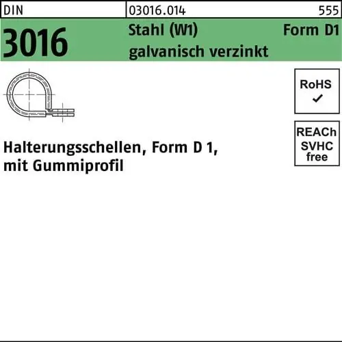Top-Seller Schelle DIN 3016 Gummiprofil 28x 20 - W1 Stahl galv.verz. 50 Stück