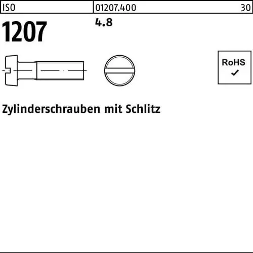 Highlight Zylinderschraube ISO 1207 Schlitz M8x 10 4.8 500 Stück