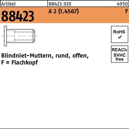 Blindnietmutter R 88423 FLAKO M5 /0,25-3,0 A 2 500 Stück Top-Preis