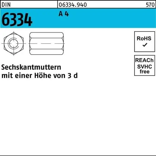 Schneller Versand Sechskantmutter DIN 6334 M24 SW36 A 4 10 Stück