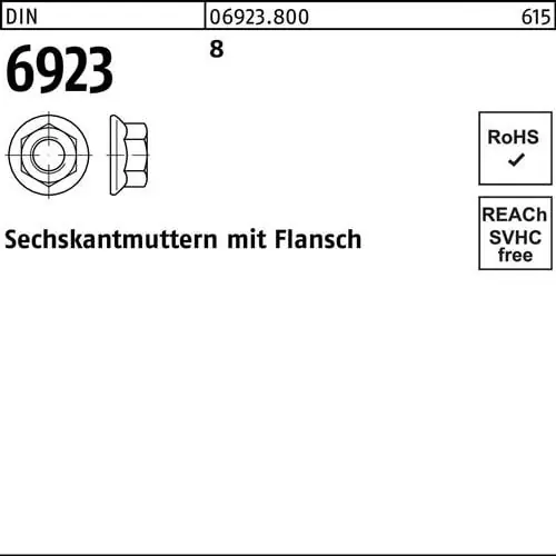 Sechskantmutter DIN 6923 Flansch M20 8 gehärtet 50 Stück Preisknaller