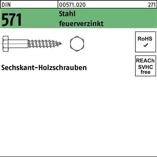 Sechskantholzschraube DIN 571 12x 100 Stahl feuerverz. 50 Stück Angebot