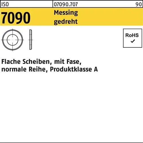 Unterlegscheibe ISO 7090 m.Fase 1 Messing gedreht 100 Stück Wochenendangebot