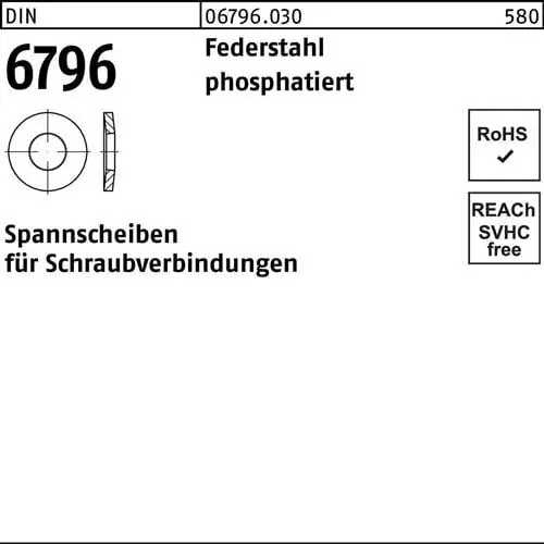 Spannscheibe DIN 6796 8x 18x 2 Federstahl phosphatiert 250 Stück Knallerangebot