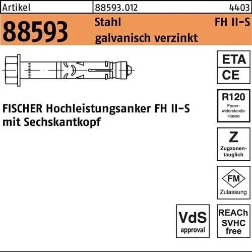 Saisonangebot Hochleistungsanker R 88593 FH II 10/25 S Stahl galv.verz. 50St. FISCHER