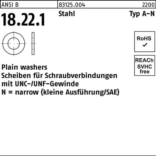 Unterlegscheibe ANSI B18.22.1 Typ N 3/4x 1,469 Stahl 100 Stück Direkt Vom Hersteller