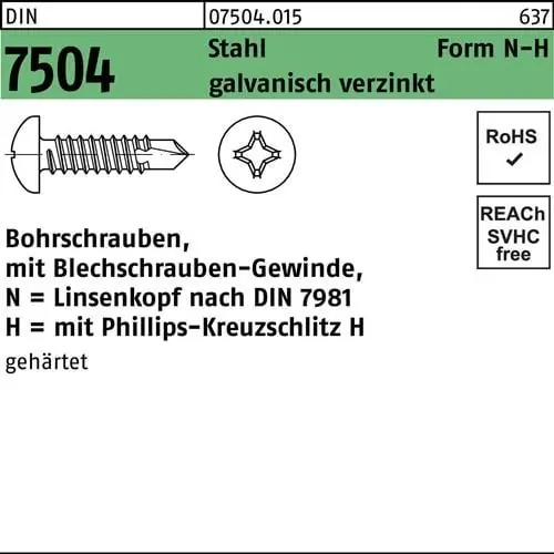 Bohrschraube DIN 7504 LIKO N 3,9x13-H Stahl galv.verz. 1000St. Neue Kollektion