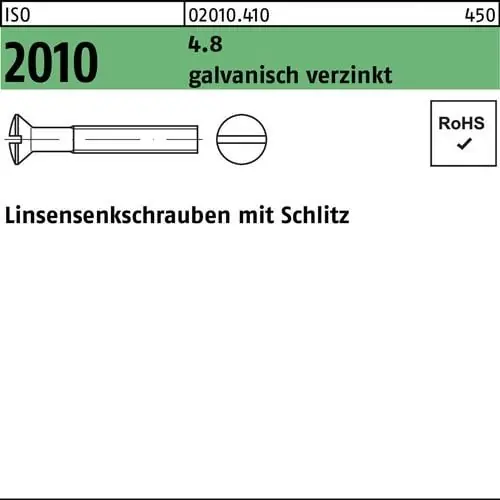 Angebot Linsensenkschraube ISO 2010 Schlitz M5x 60 4.8 galv.verz. 200 Stück