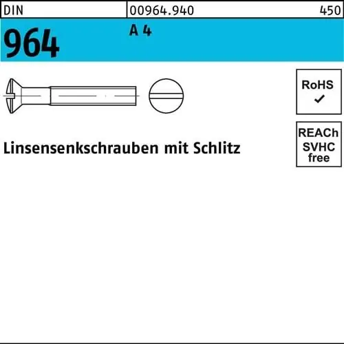 Linsensenkschraube DIN 964 Schlitz M5x 10 A 4 200 Stück Versand Am Gleichen Tag
