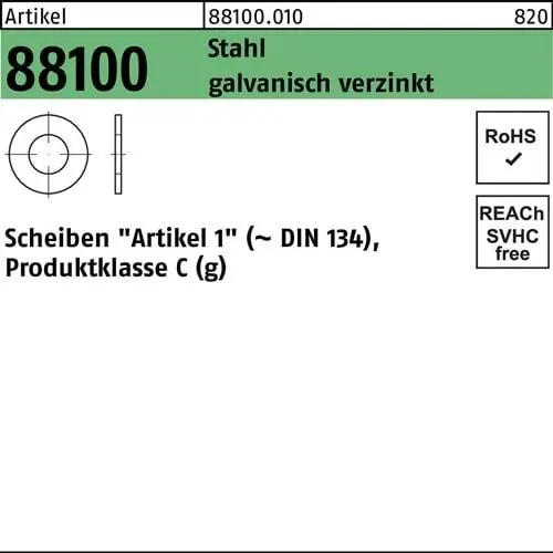 Unterlegscheibe R 88100 34x 68x4 Stahl galv.verz. 100 Stück Online Kaufen