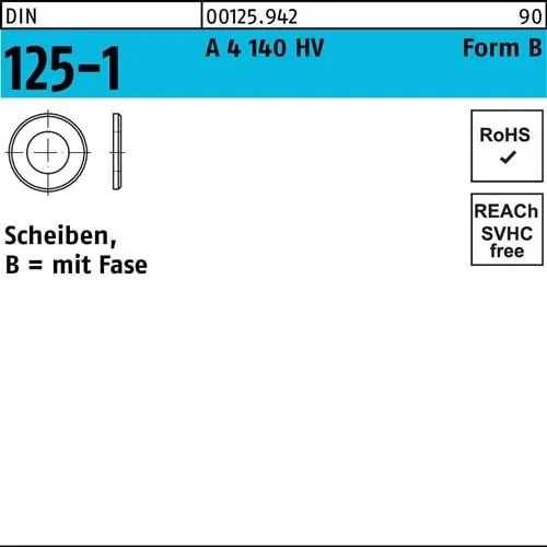 Unterlegscheibe DIN 125-1 B 31x56x4 A 4 140 HV 25 Stück Nur Heute