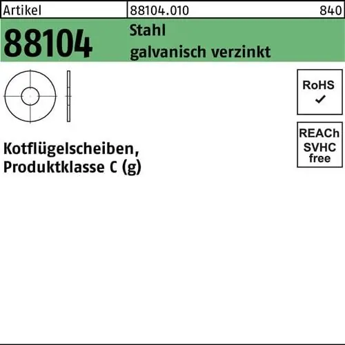 Kotflügelscheibe R 88104 8,4x25x1,5 Stahl galv.verz. 200 Stück Abverkauf