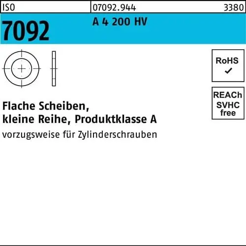 Ausverkauf Unterlegscheibe ISO 7092 3 A 4 200 HV 2000 Stück