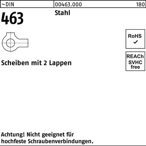 Scheibe DIN 463 m.2 Lappen 13 Stahl 100 Stück Neu Im Sortiment