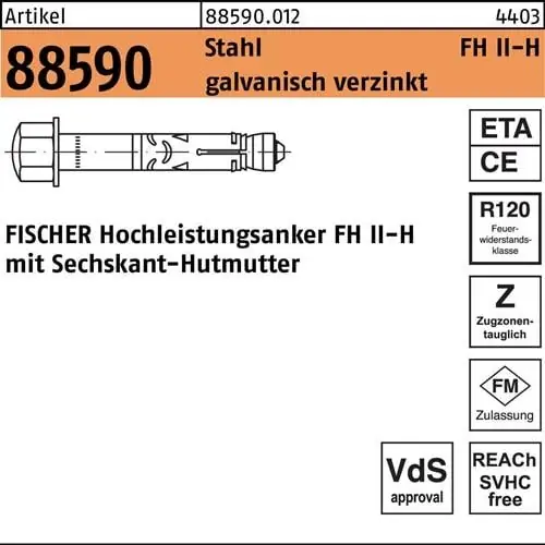 Sonderangebot Hochleistungsanker R 88590 FH II 10/10 H Stahl galv.verz. 50St. FISCHER